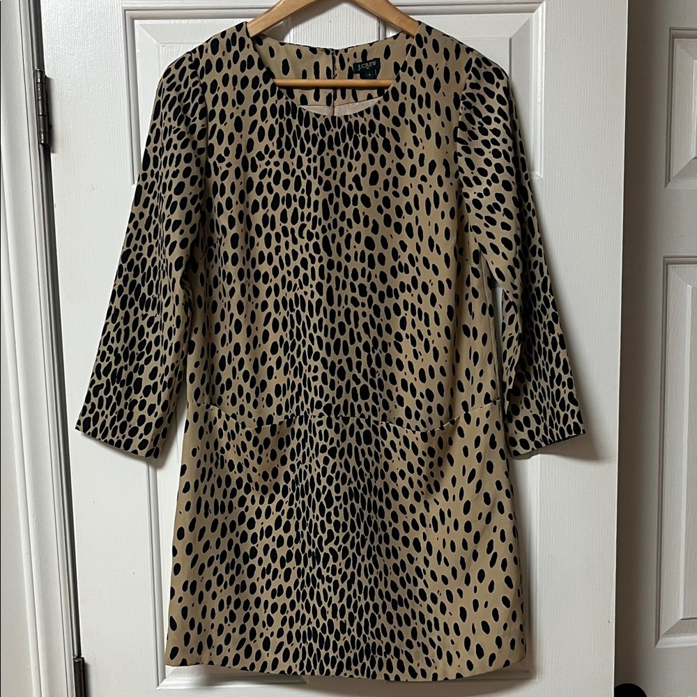 J. Crew Shift Dress Pockets Lining Timeless Chic Animal Print Fall